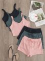 3pcs/set Solid Color Camisole Casual Outfit