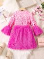 SHEIN Kids CHARMNG Toddler Girls' Sweet And Romantic Sparkly 2-piece Clothing Set