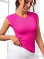 SHEIN Daily&Casual Solid Color Breathable Sports T-Shirt