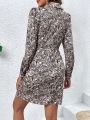 Paisley Printed Button-front Long Sleeve Dress