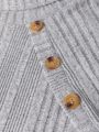 Turtleneck Button Detail Raglan Sleeve Bodycon Dress