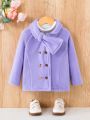 Infant Girls' Cute Daily Casual Fleece Jacket With Purple Design, Winter