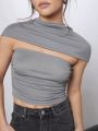 Luxe Draped Neck Tube Crop Top