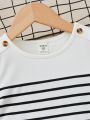 SHEIN Kids EVRYDAY Toddler Girls Striped Button Detail Tee Dress