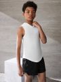 Teenage Boys' Solid Color Hooded Vest