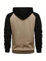 Manfinity Men's Large Size Contrast Raglan Sleeve Drawstring Hooded Sweatshirt