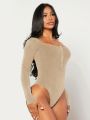 SHEIN SXY Solid Color Long Sleeve Bodysuit