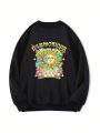 Plus Sun & Slogan Graphic Thermal Lined Sweatshirt