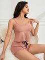 Women's Solid Color Camisole Top And Shorts Pajama Set