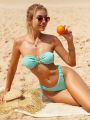 SHEIN X Lily May Mac Women's Mint Green Bikini Set With Separated Top And Bottom