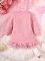 Infant Girls' Fall Winter Fashionable Elegant Texture Splicing Mesh Dress