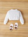 SHEIN Baby Girls' Casual Knitted Cardigan With Long Sleeve And V-neckline