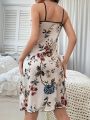 Flower Pattern Printed Cami Sleepwear Nightgown