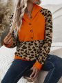 Women's Leopard Print Raglan Sleeve Hooded Sweatshirt