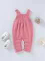 Baby Girl Button Detail Cable Knit Jumpsuit