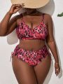 SHEIN Swim Vcay Plus Size Full Print V-Neck Bikini Set