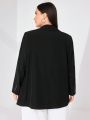 SHEIN Mulvari Plus Size Women'S Long Sleeve Suit Jacket With Slogan Print