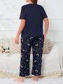 Plus Size Moon & Star Printed Pajama Set