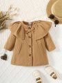 Infant Girls' Unique Lace & Bowknot Detail Wool Coat