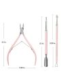 Makartt Cuticle Trimmer with Cuticle Pusher, 3 PCS Pink Nail Cuticle Nipper Professional Pedicure Manicure Tools with Stainless Steel Dual End Pusher, Nail Scraper