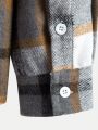 Manfinity Hypemode Loose Fit Men's Plaid Wool Jacket With Patch Pockets