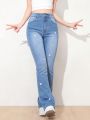 Teen Girls' Embroidered Stretchy Flared Jeans