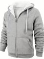 Men's Zipper Design Hoodie With Drawstring And Fleece Lining