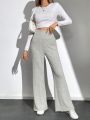 SHEIN Tall Ribbed Knit Wide Waistband Pants