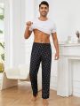 Men Allover Print Elastic Waist Lounge Pants