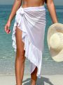 SHEIN Swim Mod Ruffle Trim Knot Side Ruffle Trim Wrap Knot Side Cover Up Skirt Without Bikini Bottom