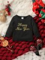 Infant Girls' Stylish Long Sleeve T-shirt With Text Design