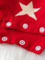 Baby Girl Star Pattern Ruffle Trim Knit Bodysuit & Headband