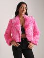 SHEIN Tie Dye Open Front Fuzzy Coat