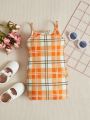 SHEIN Baby Plaid Print Cami Dress