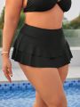 SHEIN Swim Vcay Plus Size Women's Double-Layered Ruffled Hem Bikini Bottom