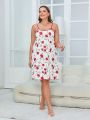 Romantic And Elegant Floral Pattern Plus Size Suspender Nightgown