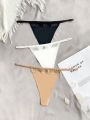 3pcs Sheer Mesh Splicing Seamless Thongs