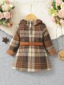 Baby Girls' Elegant Patchwork Dress, Perfect For Outdoor Photography, Autumn And Winter