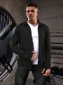 Men's Solid Color Zipper Stand Collar Sports Jacket