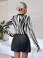 SHEIN Privé Zebra Striped Pattern Sweater