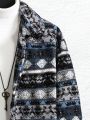 Men Geo Print Teddy Jacket