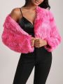 SHEIN Tie Dye Open Front Fuzzy Coat