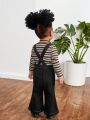 SHEIN Baby Girl Solid Flare Leg Overalls Without Tee