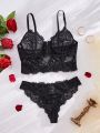 SHEIN Women's Front Closure Lace Sexy Lingerie Set