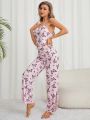 Women's Butterfly Printed Camisole Sleepwear Set