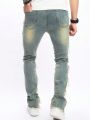 Men Washed Frayed Skinny Jeans