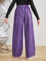 SHEIN Tween Girl High Waist Wide Leg Pants