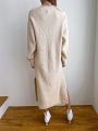 DAZY Split Hem Drop Shoulder Sweater Dress