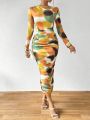 SHEIN SXY Tie Dye Slim Fit Dress