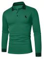 Manfinity Men's Patterned Long Sleeve Polo Shirt